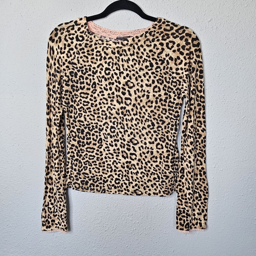 Mary Kate and Ashley Top Juniors Youth XL 14-16 Leopard Brown Tan Stretchy‎ Soft